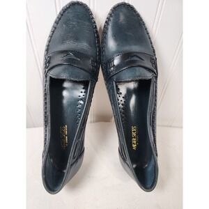 Mister Shoes Womens Penny Loafers‎ 10M Teal Leather Brazil Classic Preppy Office